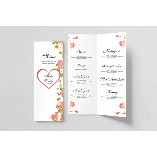 Menu Weselne Serca Kwiat Motyw 5