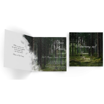 Zaproszenia ślubne Las - Składane Kwadrat Motyw 1