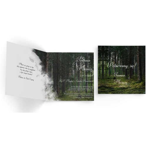 Zaproszenia ślubne Las - Składane Kwadrat Motyw 1