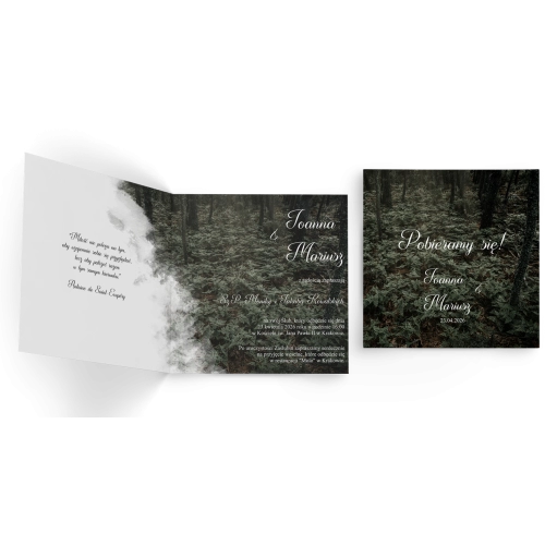 Zaproszenia ślubne Las - Składane Kwadrat Motyw 3