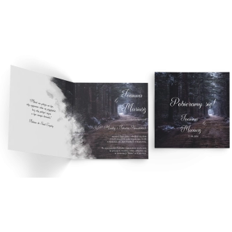 Zaproszenia ślubne Las - Składane Kwadrat Motyw 5