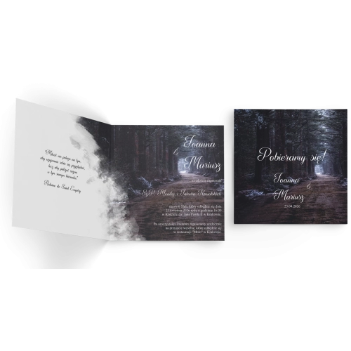 Zaproszenia ślubne Las - Składane Kwadrat Motyw 5