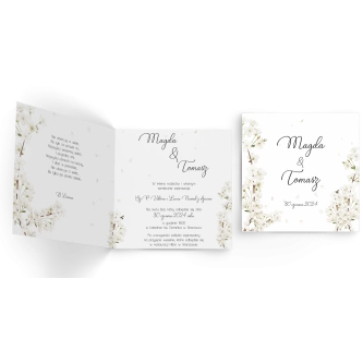 Zaproszenia ślubne Biały Czas - Składane Kwadrat Motyw 1