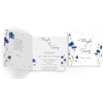Zaproszenia ślubne Biały Czas - Składane Kwadrat Motyw 2