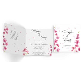 Zaproszenia ślubne Biały Czas - Składane Kwadrat Motyw 3