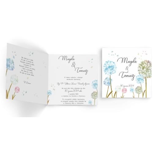Zaproszenia ślubne Biały Czas - Składane Kwadrat Motyw 4