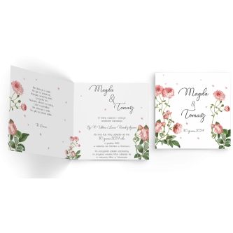 Zaproszenia ślubne Biały Czas - Składane Kwadrat Motyw 5