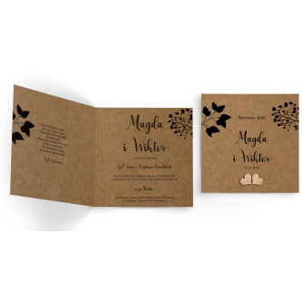Zaproszenia ślubne Boho - Składane Kwadrat Motyw 3