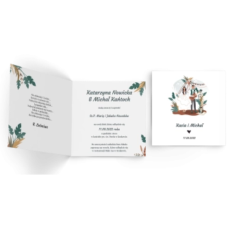 Zaproszenia ślubne Boho wedding - Składane Kwadrat Motyw 3