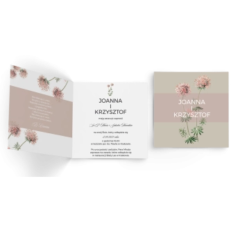 Zaproszenia ślubne Botanic - Składane Kwadrat Motyw 1