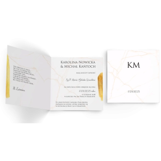 Zaproszenia ślubne Marble - Składane Kwadrat Motyw 1