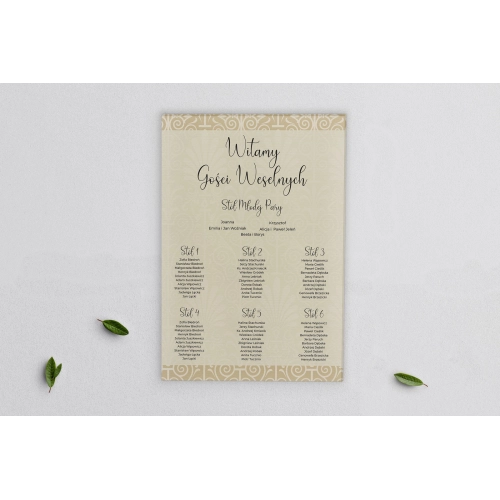 Plan stołów weselnych na płótnie Vintage Motyw 1