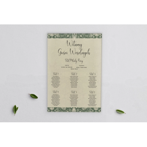 Plan stołów weselnych na płótnie Vintage Motyw 2