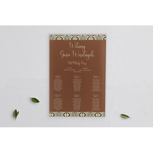 Plan stołów weselnych na płótnie Vintage Motyw 3