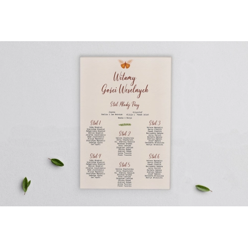 Plan stołów weselnych na płótnie Butterflies - Motyw 1