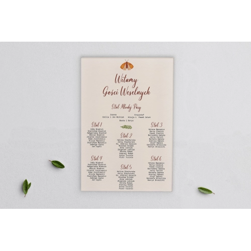 Plan stołów weselnych na płótnie Butterflies - Motyw 3