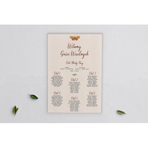 Plan stołów weselnych na płótnie Butterflies - Motyw 4