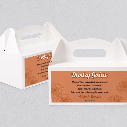 Pudełko na ciasto weselne Sunflowers - Motyw 2