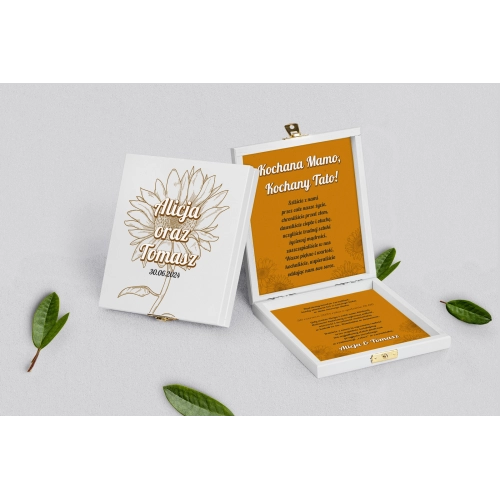 Zaproszenie dla Rodziców - białe Sunflowers Motyw 3