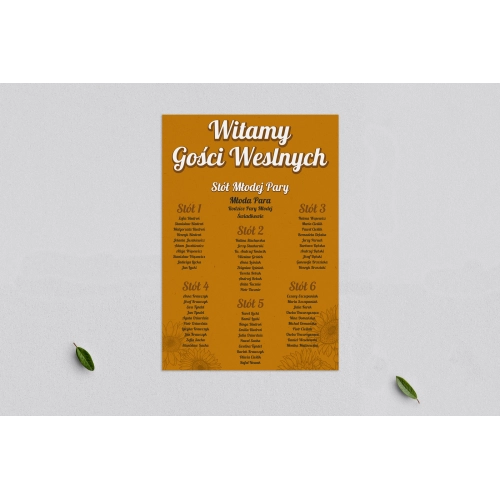 Plan stołów weselnych Sunflowers - Motyw 3