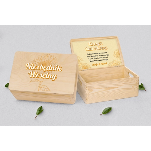 Koszyczek ratunkowy weselny naturalny - Sunflowers Motyw 1