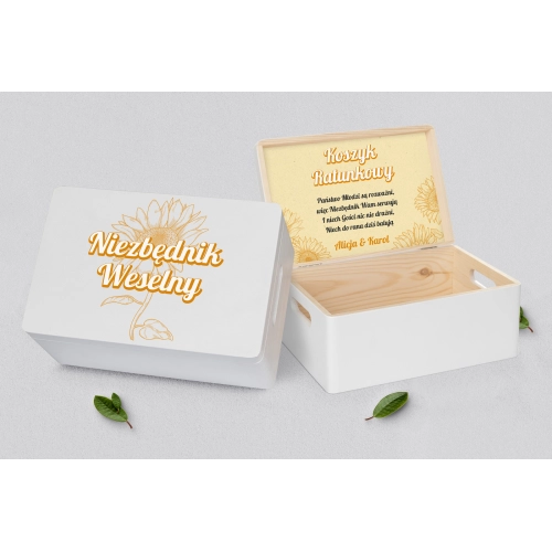 Koszyczek ratunkowy weselny biały - Sunflowers Motyw 1