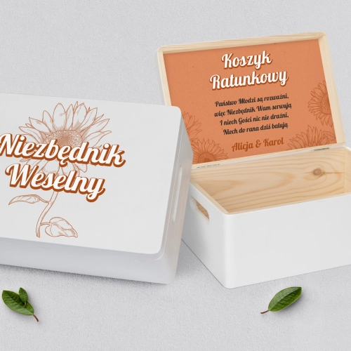 Koszyczek ratunkowy weselny biały - Sunflowers Motyw 2