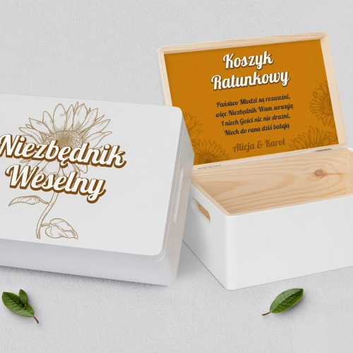 Koszyczek ratunkowy weselny biały - Sunflowers Motyw 3