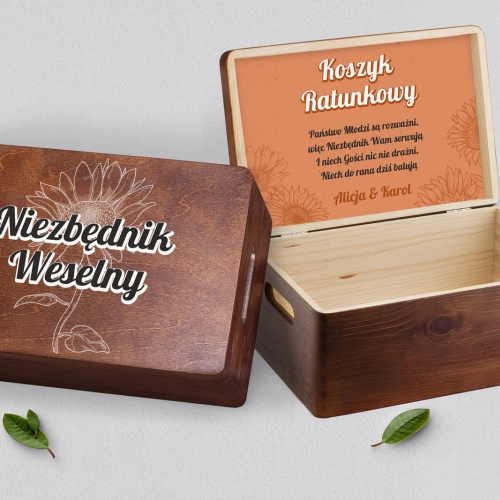 Koszyczek ratunkowy weselny brązowy - Sunflowers Motyw 2