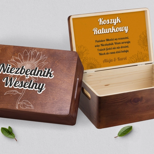 Koszyczek ratunkowy weselny brązowy - Sunflowers Motyw 3