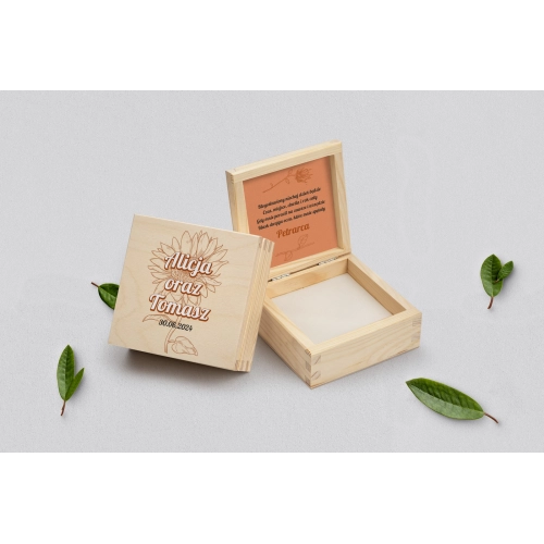 Pudełko na obrączki naturalne - Sunflowers Motyw 2