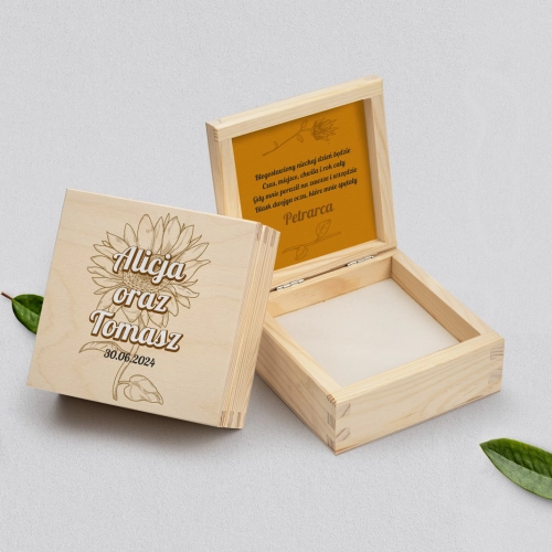Pudełko na obrączki naturalne - Sunflowers Motyw 3
