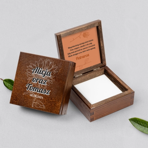 Pudełko na obrączki brązowe - Sunflowers Motyw 2