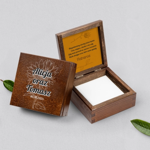 Pudełko na obrączki brązowe - Sunflowers Motyw 3