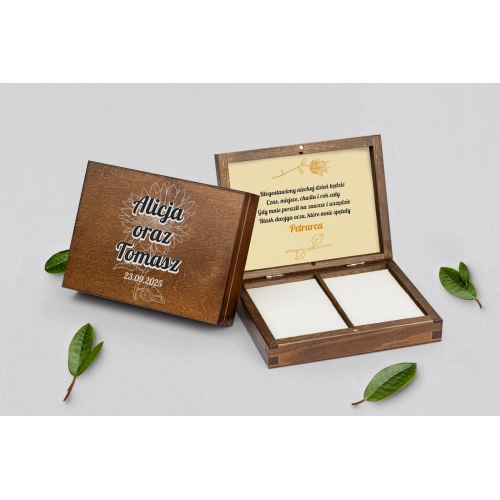 Pudełko na obrączki prostokątne brązowe - Sunflowers Motyw 1