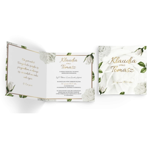 Zaproszenia ślubne Dream - Składane Kwadrat Motyw 1