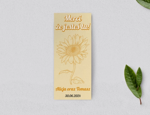 Podziękowanie Merci - Karteczka Sunflowers - Motyw 1