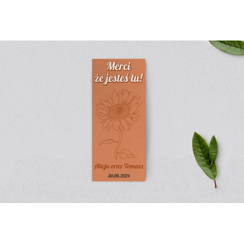 Podziękowanie Merci - Karteczka Sunflowers - Motyw 2