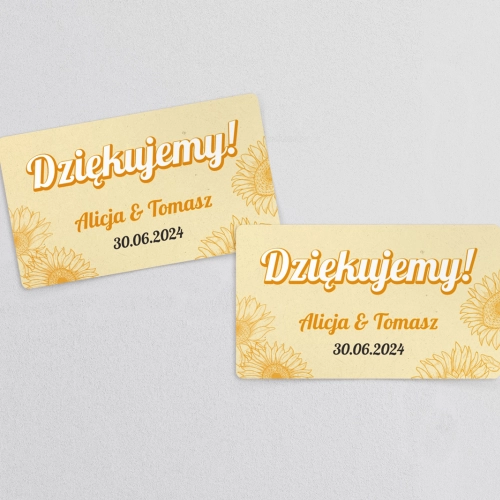 Naklejki na słoiczki weselne Sunflowers - Arkusz 21 szt Motyw 1