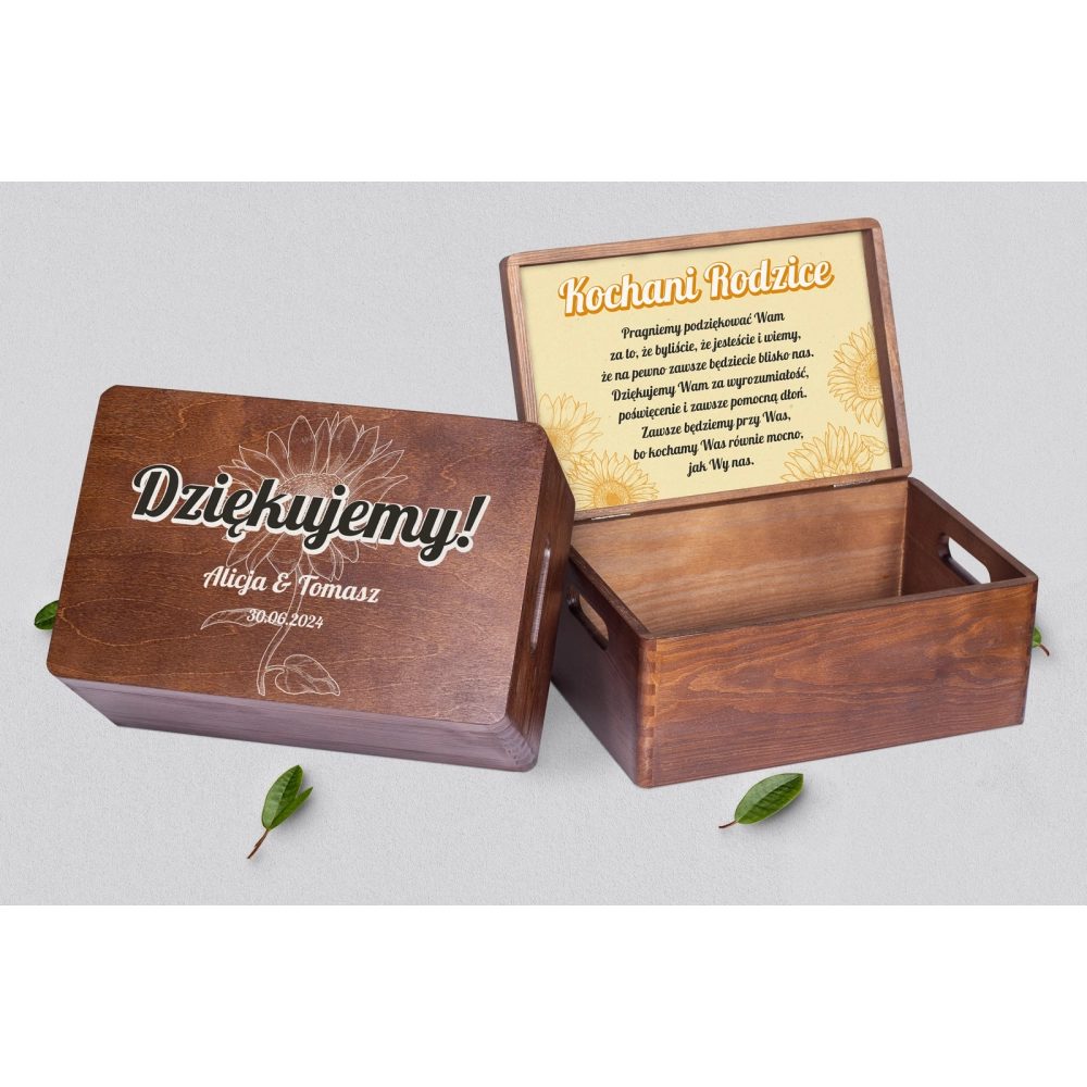 Skrzyneczka dla Rodziców - brązowa Sunflowers Motyw 1