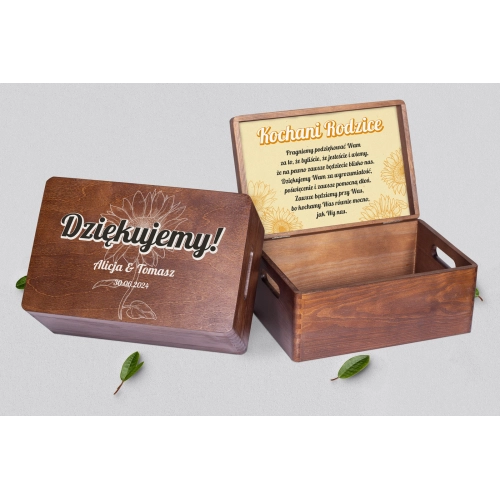 Skrzyneczka dla Rodziców - brązowa Sunflowers Motyw 1