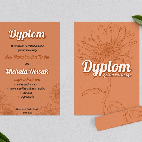 Dyplomy dla Dzieci - Sunflowers Motyw 2