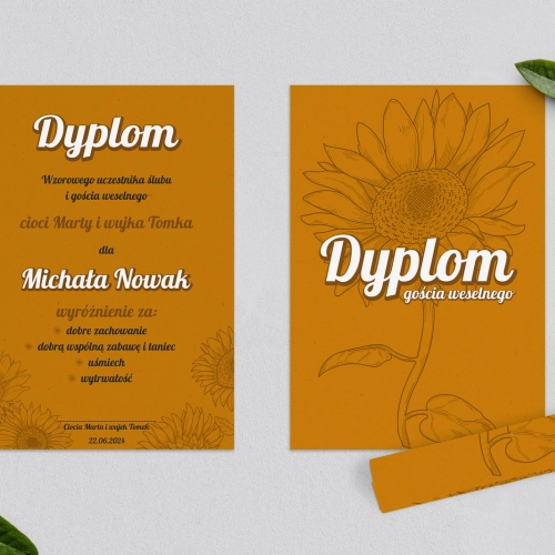 Dyplomy dla Dzieci - Sunflowers Motyw 3