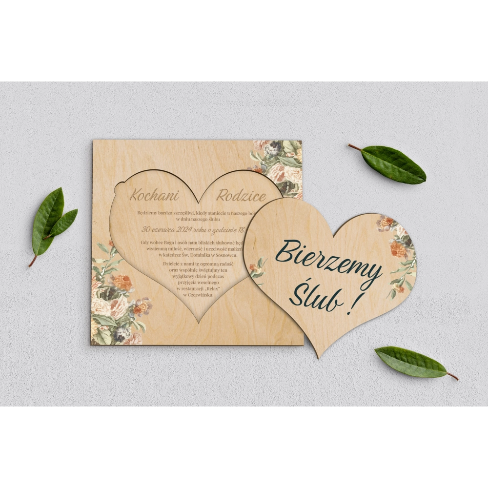 Drewniane Zaproszenie dla Rodziców - Rustic Summer Motyw 2