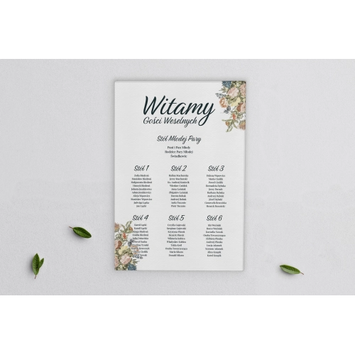 Plan stołów weselnych na płótnie Rustic Summer Motyw 1