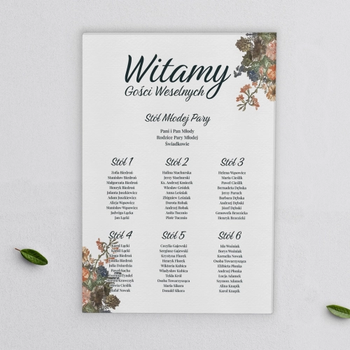 Plan stołów weselnych na płótnie Rustic Summer Motyw 3