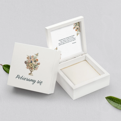 Pudełko na obrączki białe - Rustic Summer Motyw 2