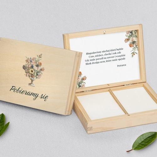 Pudełko na obrączki prostokątne naturalne - Rustic Summer Motyw 2