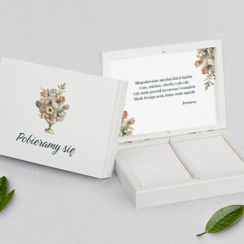 Pudełko na obrączki prostokątne białe - Rustic Summer Motyw 2