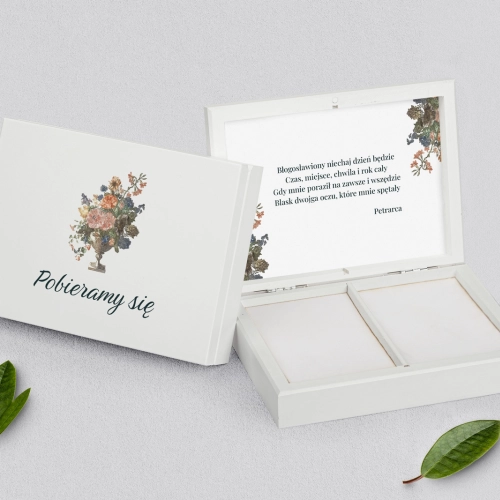 Pudełko na obrączki prostokątne białe - Rustic Summer Motyw 3